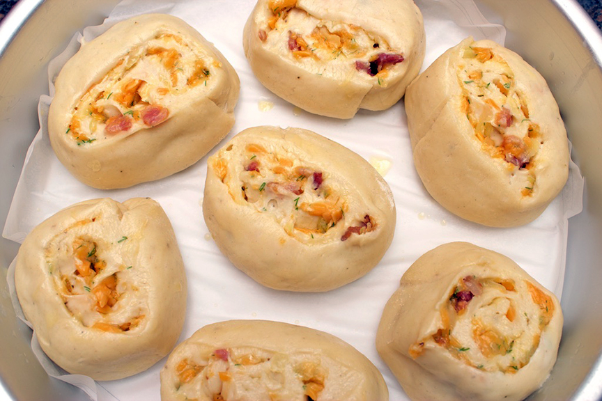 © Claudia's Cookbook - Cheddar Bacon Buns 9