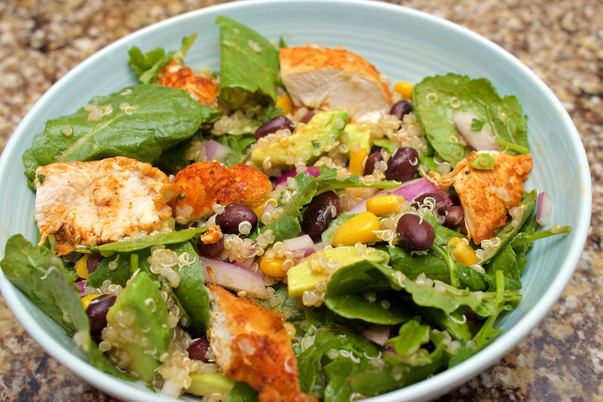 © Claudia’s Cookbook – Spicy Kale and Quinoa Salad with Cajun Chicken 10