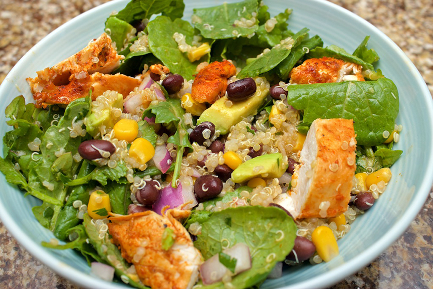© Claudia's Cookbook - Spicy Kale and Quinoa Salad with Cajun Chicken 8